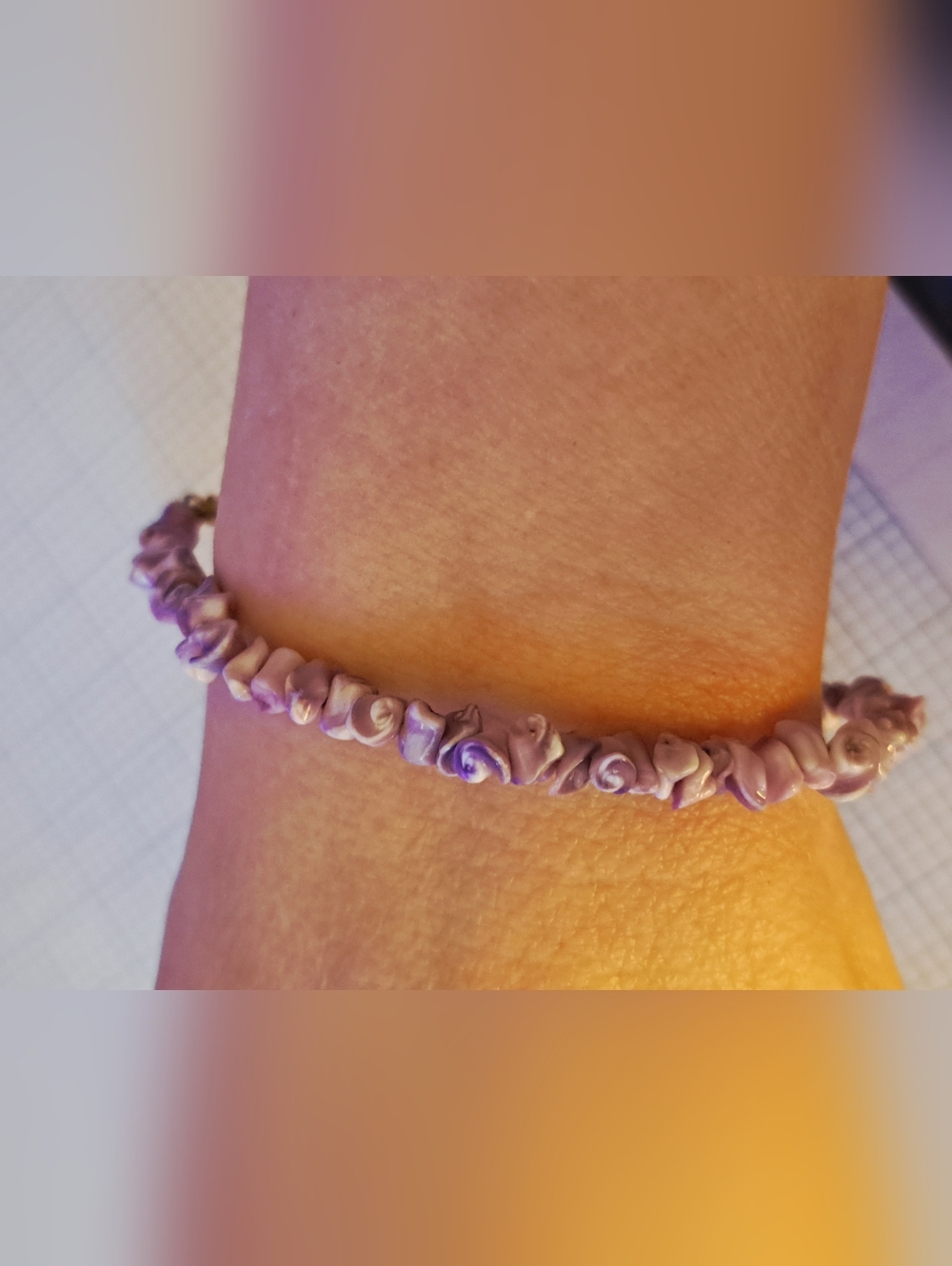 Lavender Purple Shell Flower Bracelet For Smaller Wrists
